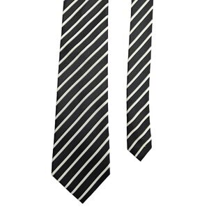 Mens XL Tie Black White Striped Silk Dark Academia Professor Classic Prep Career